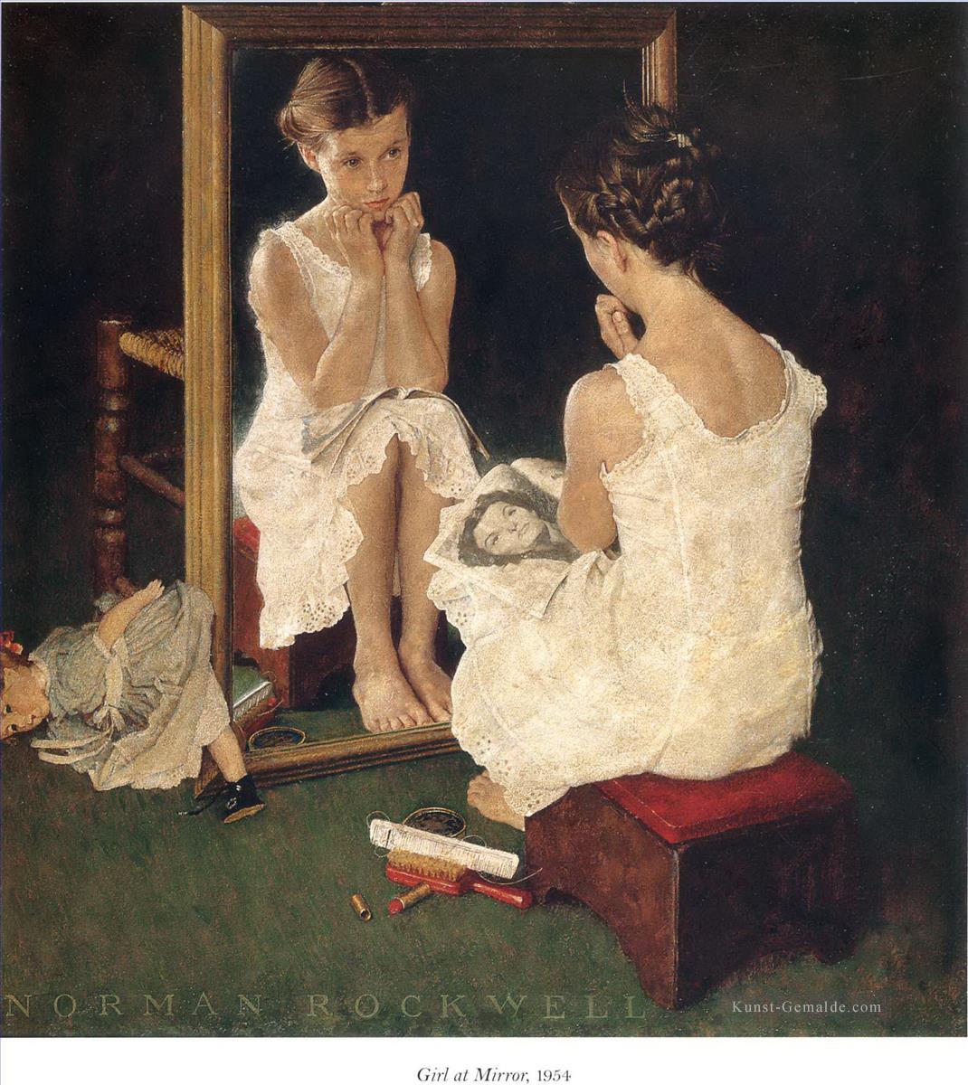Mädchen im Spiegel 1954 Norman Rockwell Ölgemälde